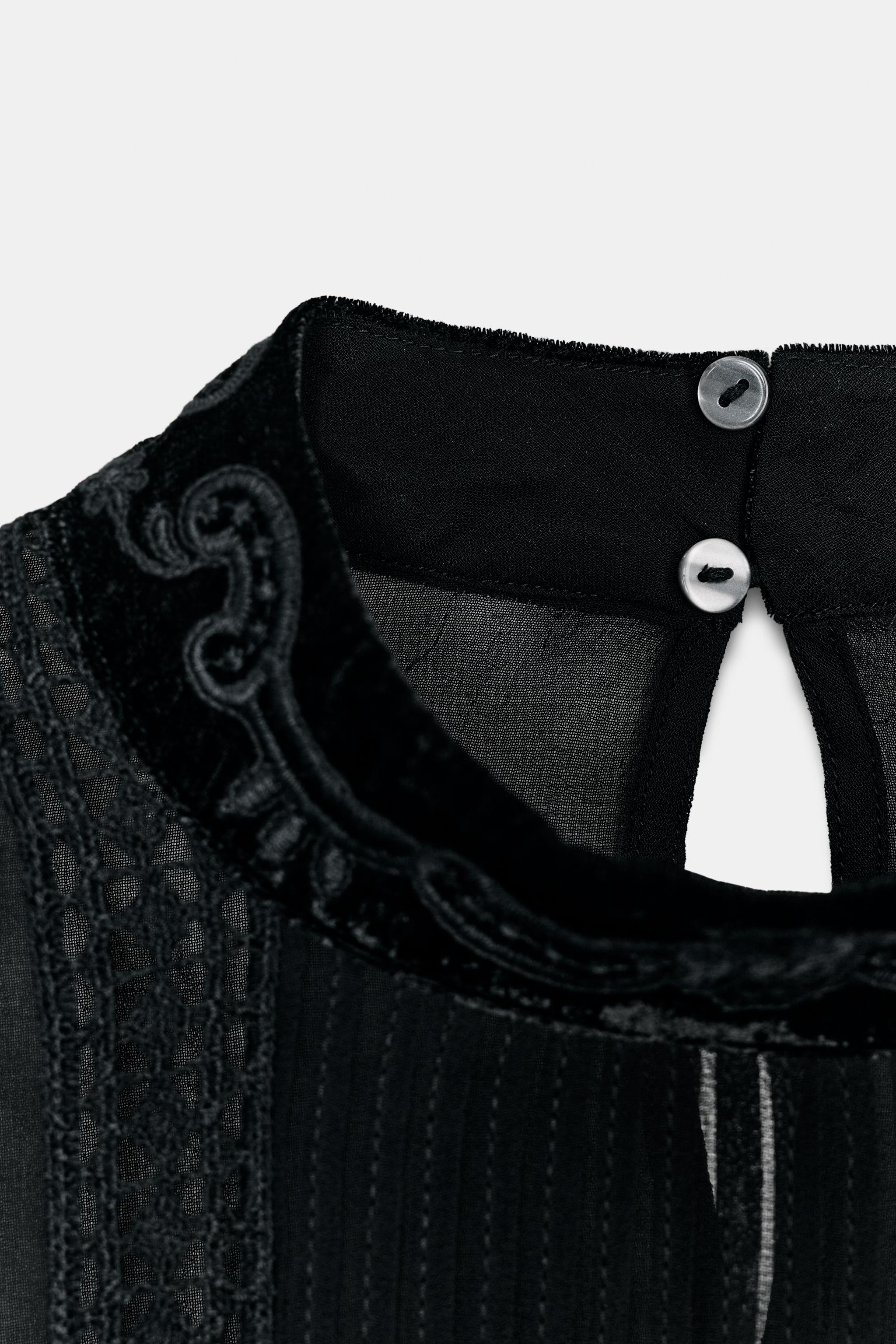 VELVET LADDER TRIM BLOUSE ZW COLLECTION